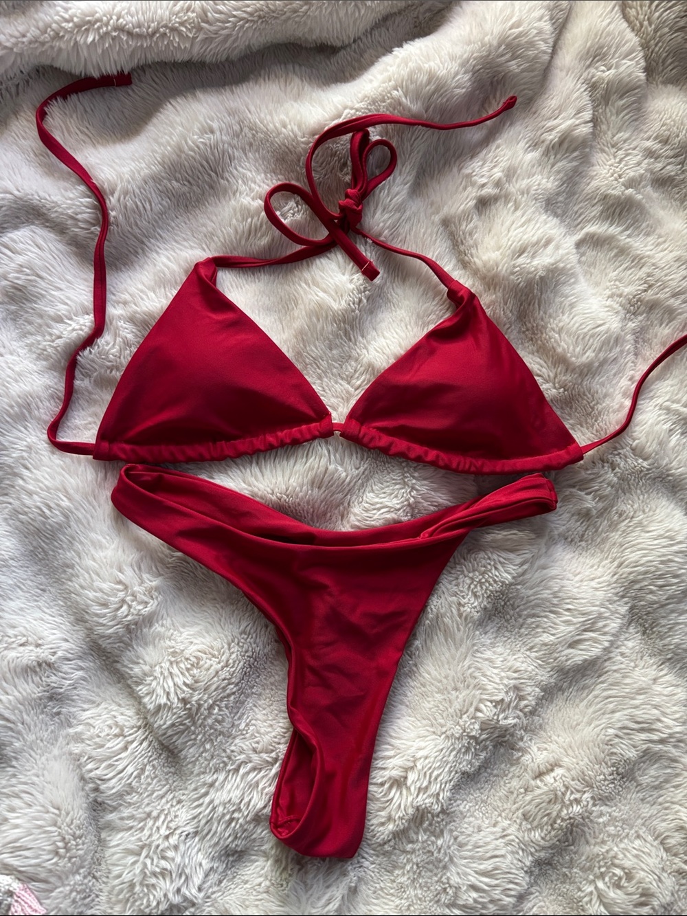 Amazon Red Triangle String Bikini Set